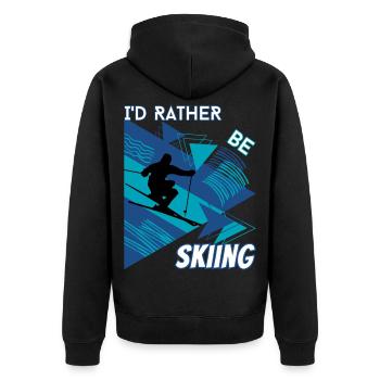 I'd Rather Ski - Ski Wintersportler Skifahrer - Unisex Premium Bio Zip Hoodie - Schwarz - Hinten - Nico (187cm)