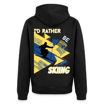 I'd Rather Ski - Ski Wintersportler Skifahrer - Unisex Premium Bio Zip Hoodie - Schwarz - Hinten - Nico (187cm)