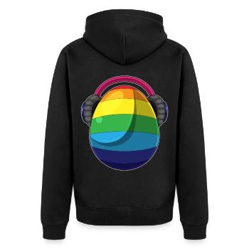 Osterei Ostern Regenbogen Musik - Unisex Premium Bio Zip Hoodie - Schwarz - Hinten - Nico (187cm)