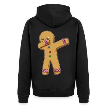 Lebkuchenmann Weihnachten Hip Hop Tanz - Unisex Premium Bio Zip Hoodie - Schwarz - Hinten - Nico (187cm)