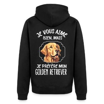 Je préfère mon golden retriever chien de race - Veste à capuche bio Premium Unisexe - noir - Dos - Nico (187cm)