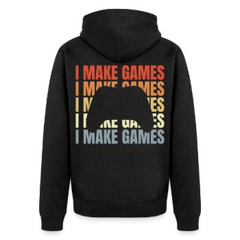 Game Developer Saying - Unisex Premium Organic Zip Hoodie - black - Back - Nico (187cm)