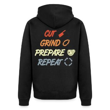 Quote Metzger - Unisex Premium Organic Zip Hoodie - black - Back - Nico (187cm)