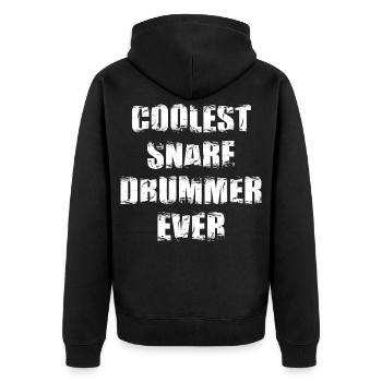 Der coolste Trommler aller Zeiten - Unisex Premium Bio Zip Hoodie - Schwarz - Hinten - Nico (187cm)