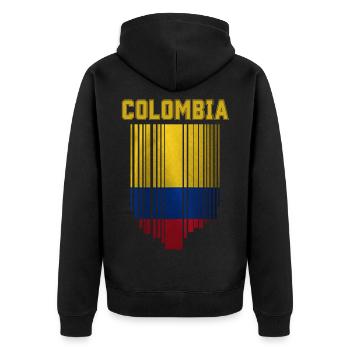 Flagge von Kolumbien, kolumbianischer Stolz - Unisex Premium Bio Zip Hoodie - Schwarz - Hinten - Nico (187cm)