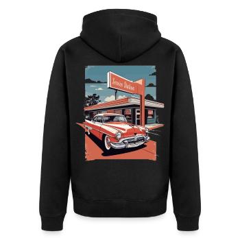 Classic Cars 1950 - Unisex Premium Organic Zip Hoodie - black - Back - Nico (187cm)