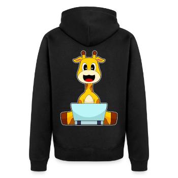 Giraffe Laptop - Unisex Premium Organic Zip Hoodie - black - Back - Nico (187cm)