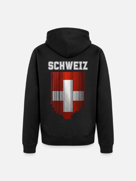 Flagge der Schweiz, Schweizer Stolz - Unisex Premium Bio Zip Hoodie - Schwarz