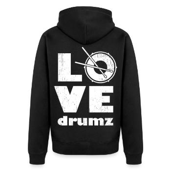 Design minimaliste de tambour d’amour - Veste à capuche bio Premium Unisexe - noir - Dos - Nico (187cm)