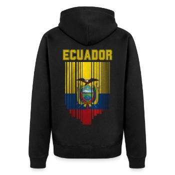 Flagge von Ecuador, ecuadorianischer Stolz - Unisex Premium Bio Zip Hoodie - Schwarz - Hinten - Nico (187cm)