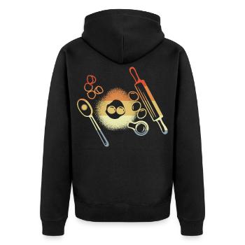 Backzutaten Vintage Look - Unisex Premium Bio Zip Hoodie - Schwarz - Hinten - Nico (187cm)