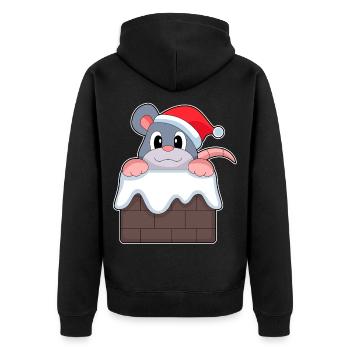 Maus Weihnachten Weihnachtsmütze - Unisex Premium Bio Zip Hoodie - Schwarz - Hinten - Nico (187cm)