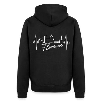 Florenz Skyline Italien Herzschlag I Love Firenze - Unisex Premium Bio Zip Hoodie - Schwarz - Hinten - Nico (187cm)