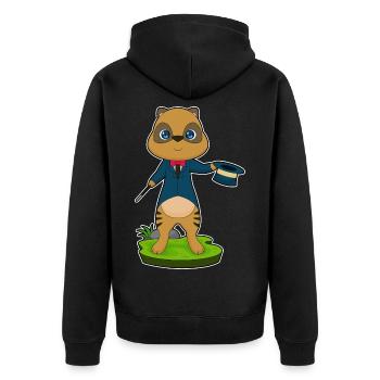 Meerkat Wizard Wand - Unisex Premium Organic Zip Hoodie - black - Back - Nico (187cm)