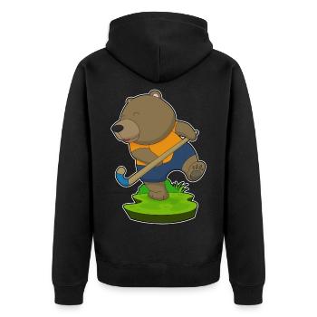 Hockey sur gazon Bear Stick - Veste à capuche bio Premium Unisexe - noir - Dos - Nico (187cm)