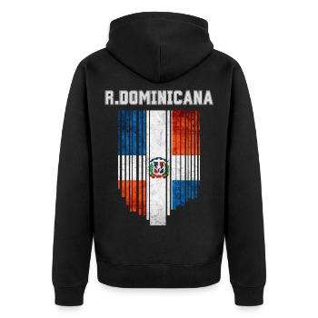 Flag of the Dominican Republic - Unisex Premium Organic Zip Hoodie - black - Back - Nico (187cm)