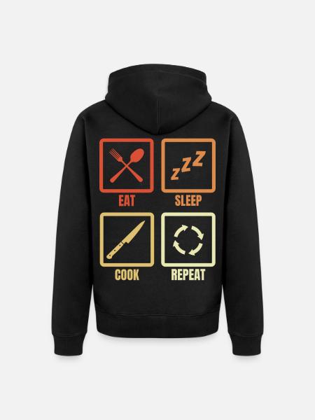 Eat Sleep Cooking Repeat - Unisex Premium Organic Zip Hoodie - black