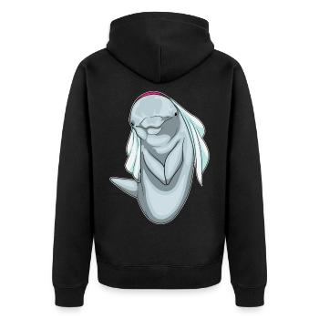 Delfin Braut Schleier Hochzeit - Unisex Premium Bio Zip Hoodie - Schwarz - Hinten - Nico (187cm)