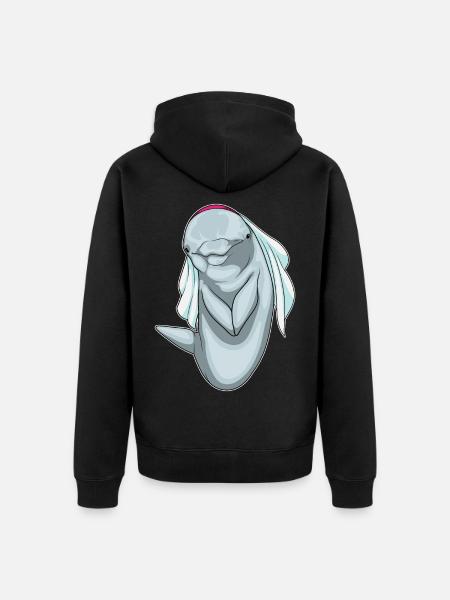 Dolphin Bridal Veil Wedding - Unisex Premium Organic Zip Hoodie - black