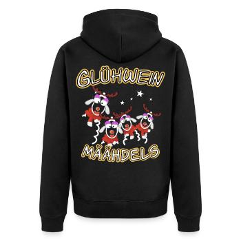 Glühwein Mädels - Unisex Premium Bio Zip Hoodie - Schwarz - Hinten - Nico (187cm)