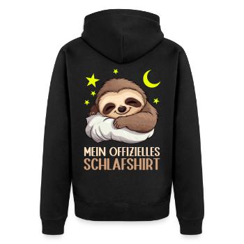 Süßes Faultier – Offizielles Schlafshirt - Unisex Premium Bio Zip Hoodie - Schwarz - Hinten - Nico (187cm)