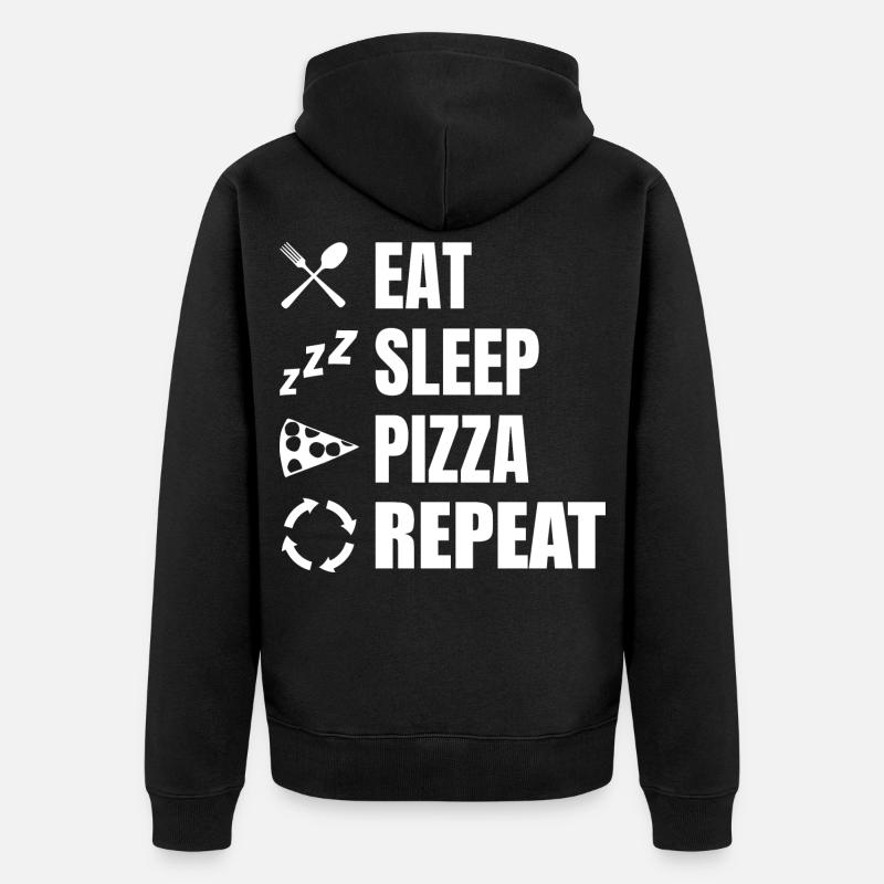 Manger Dormir Pizza Répéter - Veste à capuche bio Premium Unisexe - noir