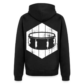 Kleine Trommel - Unisex Premium Bio Zip Hoodie - Schwarz - Hinten - Nico (187cm)
