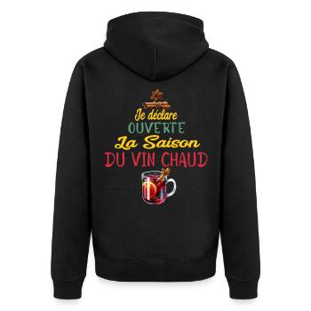 Ouverture Vin Chaud Saison - Veste à capuche bio Premium Unisexe - noir - Dos - Nico (187cm)