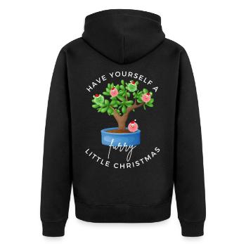 Haben Sie ein kleines pelziges Weihnachten - Unisex Premium Bio Zip Hoodie - Schwarz - Hinten - Nico (187cm)