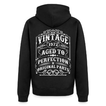 Vintage 1972 Man Myth Legend 51st Birthday - Unisex Premium Organic Zip Hoodie - black - Back - Nico (187cm)