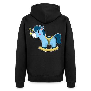 Süßes Schaukelpferd - Unisex Premium Bio Zip Hoodie - Schwarz - Hinten - Nico (187cm)