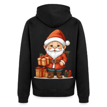 Christmas Gnome - Unisex Premium Organic Zip Hoodie - black - Back - Nico (187cm)