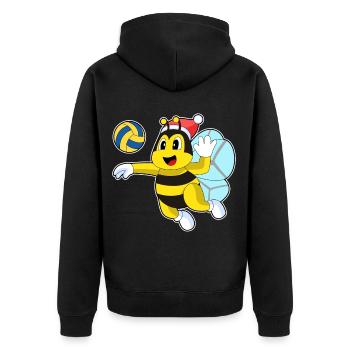 Bee Christmas Volleyball - Unisex Premium Organic Zip Hoodie - black - Back - Nico (187cm)