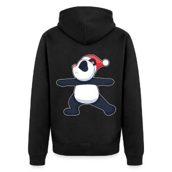 Panda Weihnachten Yoga - Unisex Premium Bio Zip Hoodie - Schwarz - Hinten - Nico (187cm)