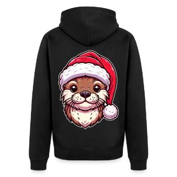Christmas Otter Magic - Festive Design - Unisex Premium Organic Zip Hoodie - black - Back - Nico (187cm)