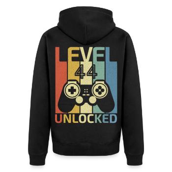 Level 44 Unlocked Funny Video Gamer 44Th Birthday - Unisex Premium Organic Zip Hoodie - black - Back - Nico (187cm)