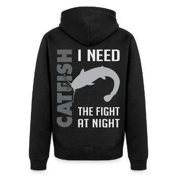 Combat de pêche au poisson-chat avec le poisson-chat fort - Veste à capuche bio Premium Unisexe - noir - Dos - Nico (187cm)