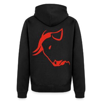Tête de taureau rouge - Veste à capuche bio Premium Unisexe - noir - Dos - Nico (187cm)