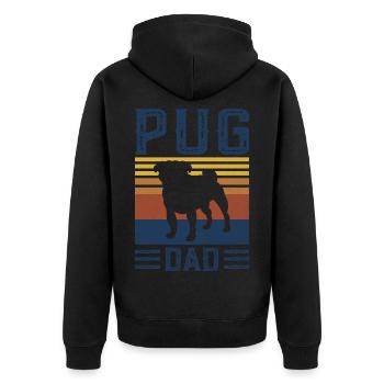 Pug Dad Dog Vintage Retro - Unisex Premium Bio Zip Hoodie - Schwarz - Hinten - Nico (187cm)