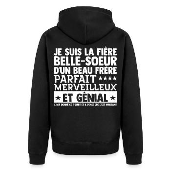 Cadeau Belle Soeur Beau Frère Humour Drôle Noël - Veste à capuche bio Premium Unisexe - noir - Dos - Nico (187cm)
