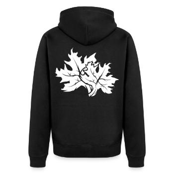 Blätter Symbol Logo icon Grafik Wald Bäume Natur - Unisex Premium Bio Zip Hoodie - Schwarz - Hinten - Nico (187cm)