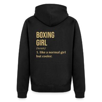 Boxe fille citation drôle - Veste à capuche bio Premium Unisexe - noir - Dos - Nico (187cm)