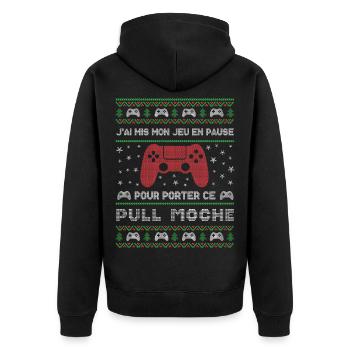 J'AI MIS MON JEU EN POSE POUR PORTER CE PULL MOCHE - Veste à capuche bio Premium Unisexe - noir - Dos - Nico (187cm)
