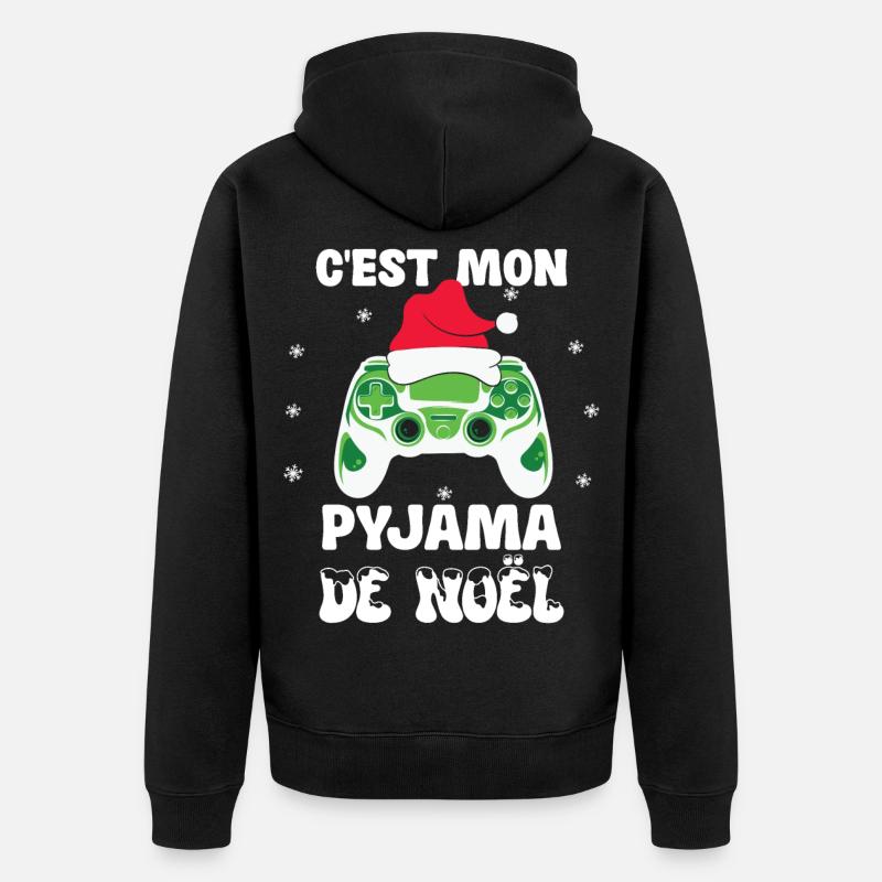 Pyjama de Noël Pour Gamer - Veste à capuche bio Premium Unisexe - noir