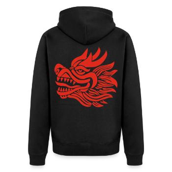 Tête de dragon chinois (rouge) - Veste à capuche bio Premium Unisexe - noir - Dos - Nico (187cm)