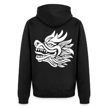 Tête de dragon chinois (blanc) - Veste à capuche bio Premium Unisexe - noir - Dos - Nico (187cm)