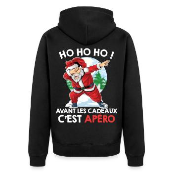 AVANT LES CADEAUX C EST APÉRO PULL MOCHE NOEL - Veste à capuche bio Premium Unisexe - noir - Dos - Nico (187cm)