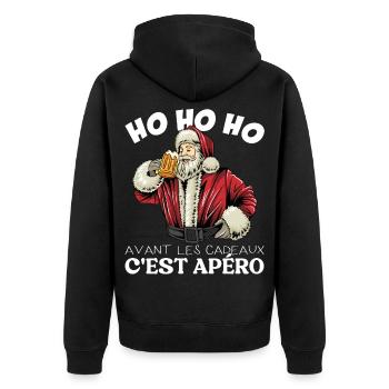 Avant Les Cadeaux C'est Apéro - Pull Moche De Noël - Veste à capuche bio Premium Unisexe - noir - Dos - Nico (187cm)