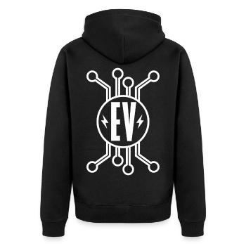 EV - Electric Vehicle für Elektro Auto Fans - Unisex Premium Bio Zip Hoodie - Schwarz - Hinten - Nico (187cm)