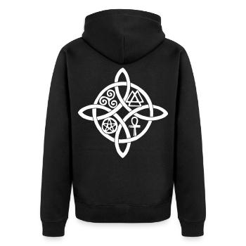 White Witch's Knot - Unisex Premium Organic Zip Hoodie - black - Back - Nico (187cm)